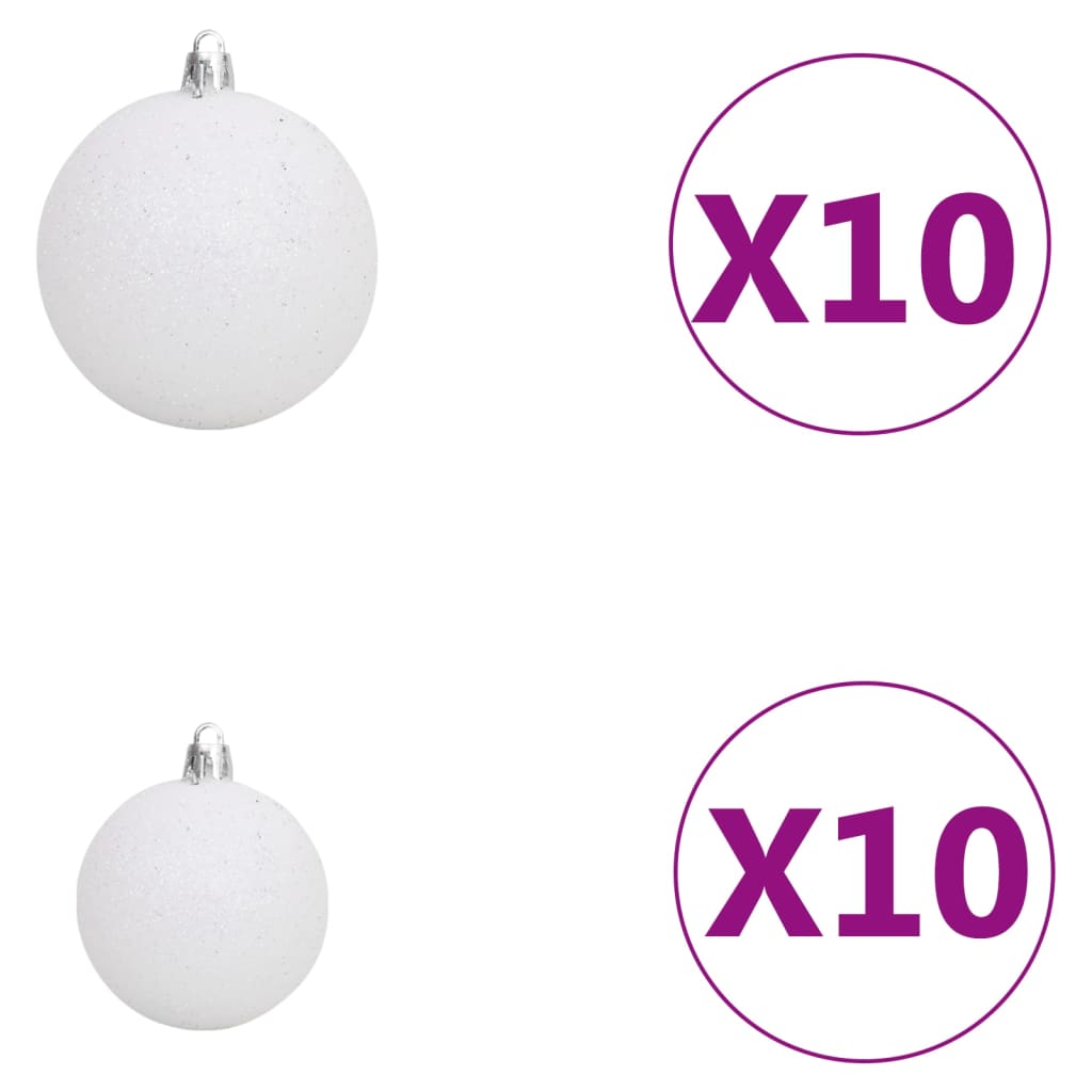 vidaXL Künstlicher Weihnachtsbaum mit Beleuchtung & Kugeln Weiß 210 cm