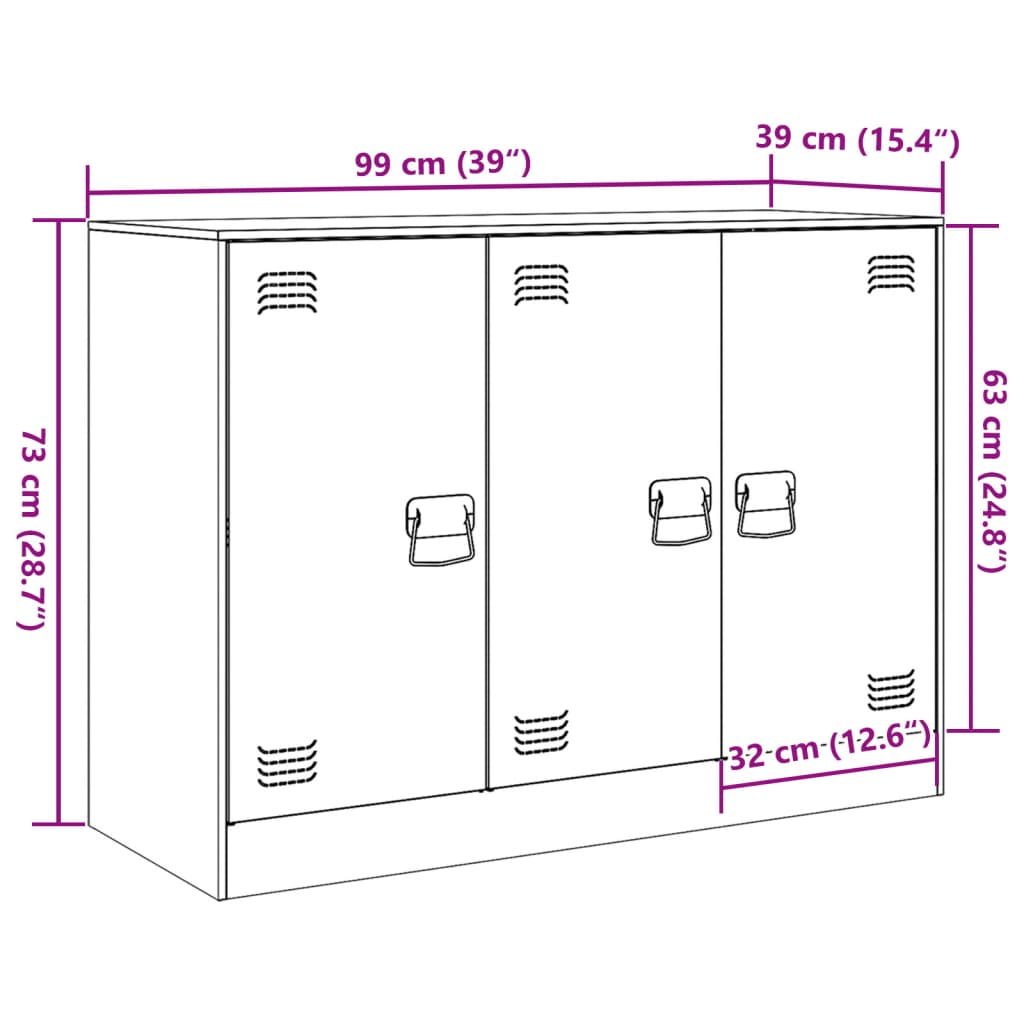 vidaXL Sideboard Rosa 99x39x73 cm Stahl