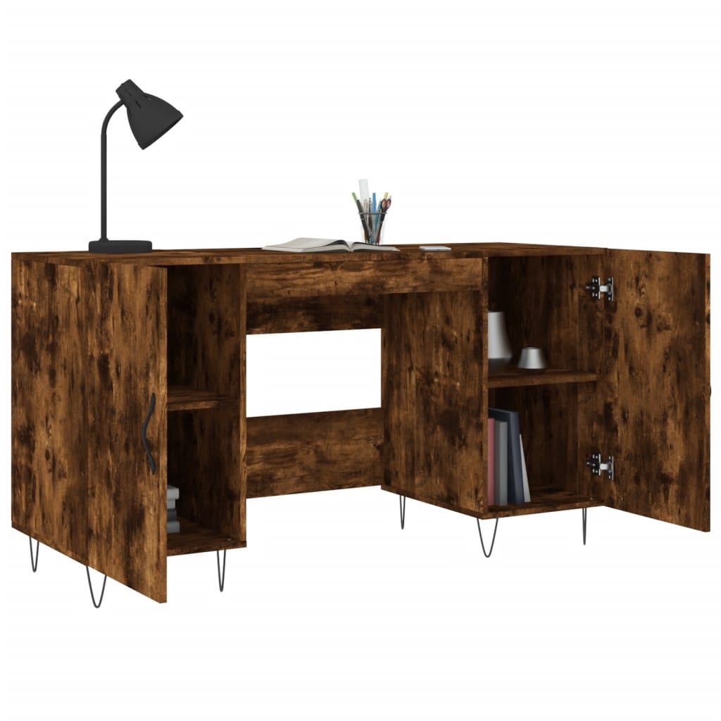 vidaXL Schreibtisch Räuchereiche 140x50x75 cm Holzwerkstoff