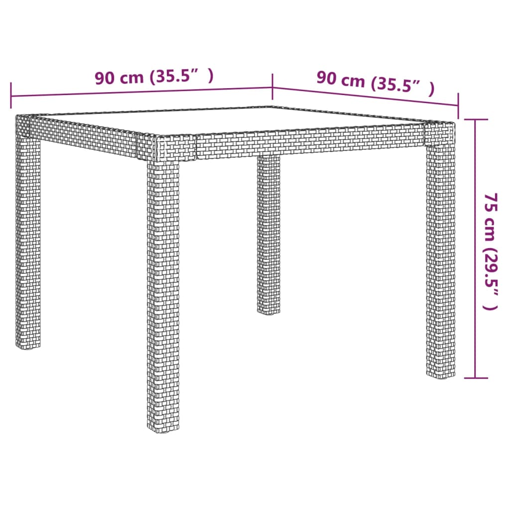 vidaXL 3-tlg. Garten-Essgruppe mit Auflagen Poly Rattan Schwarz