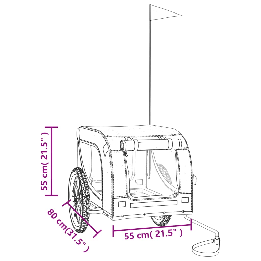 vidaXL Fahrradanhänger Hunde Grau und Schwarz Oxford-Gewebe und Eisen