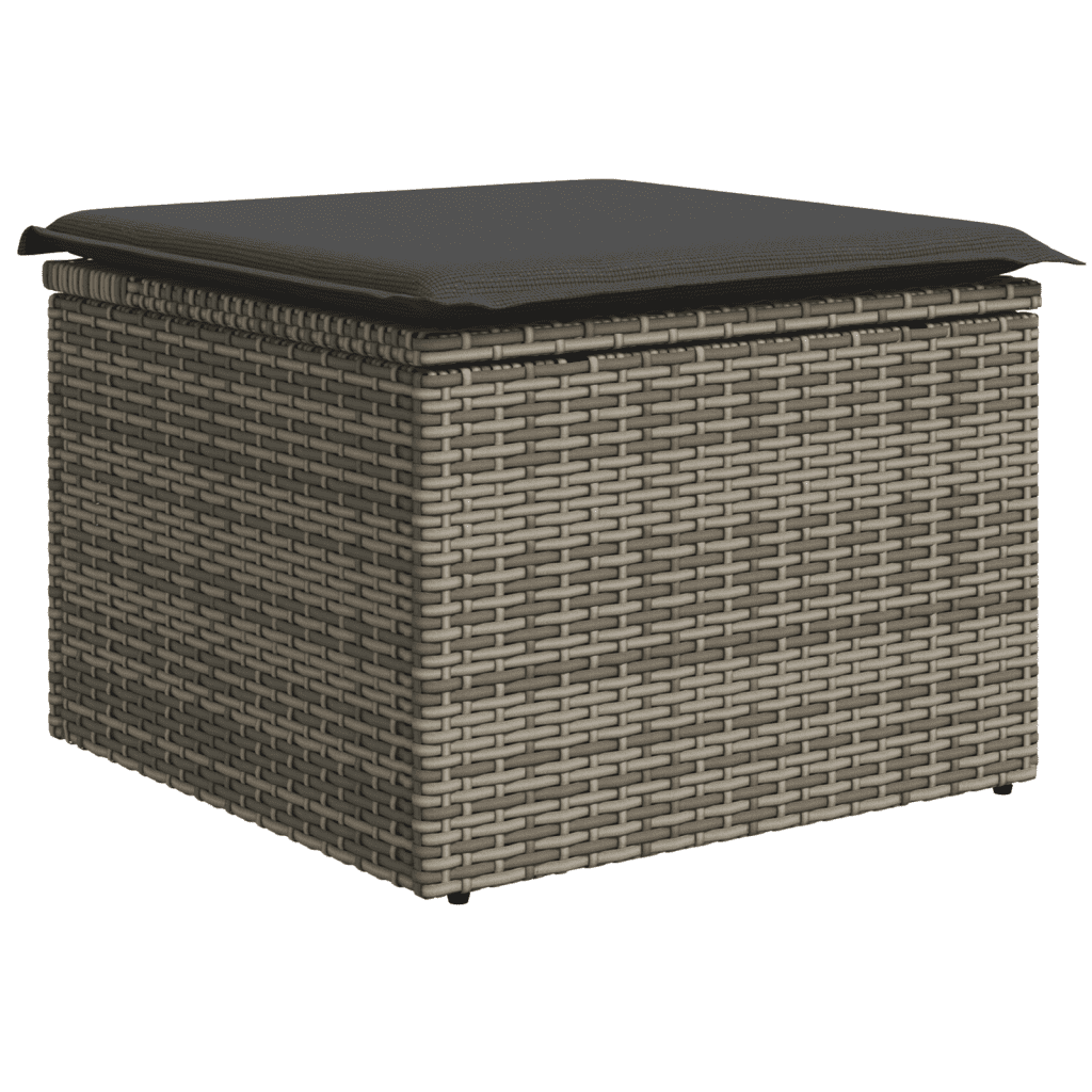 vidaXL 12-tlg. Garten-Sofagarnitur mit Kissen Grau Poly Rattan