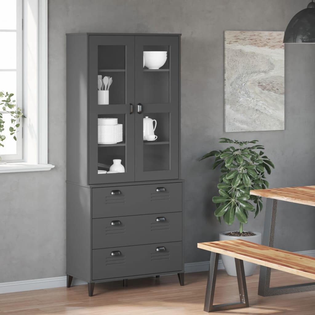 vidaXL Highboard VIKEN Anthrazit 80x40x190 cm Massivholz Kiefer