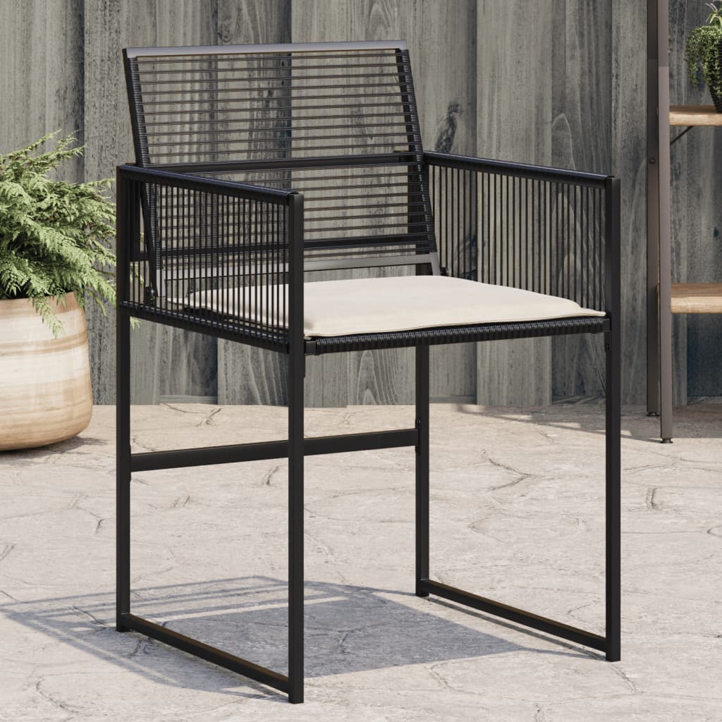 vidaXL Gartenstühle mit Kissen 4 Stk. Schwarz Poly Rattan