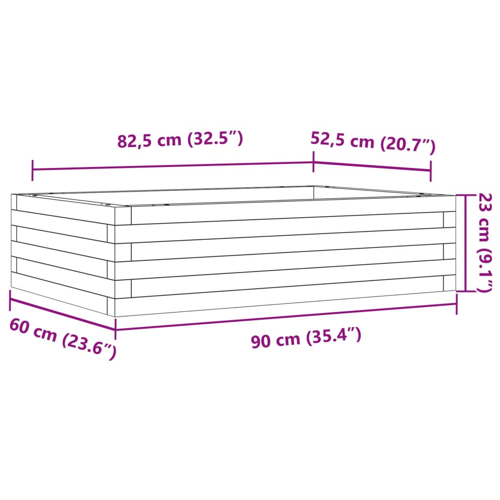 vidaXL Pflanzkübel 90x60x23 cm Massivholz Douglasie