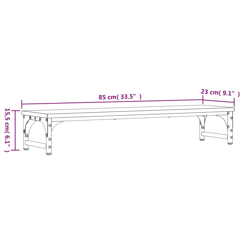 vidaXL Monitorständer Sonoma-Eiche 85x23x15,5 cm Holzwerkstoff