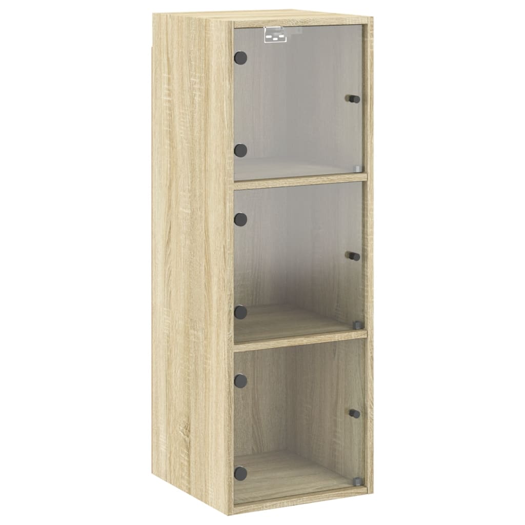 vidaXL Wandschrank mit Glastüren Sonoma-Eiche 35x37x100 cm