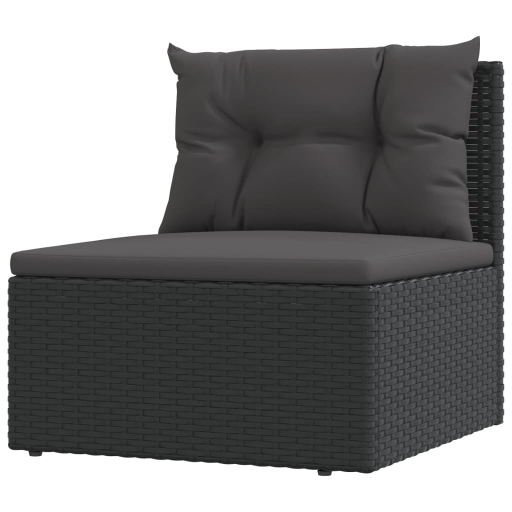 vidaXL 4-tlg. Garten-Lounge-Set mit Kissen Schwarz Poly Rattan