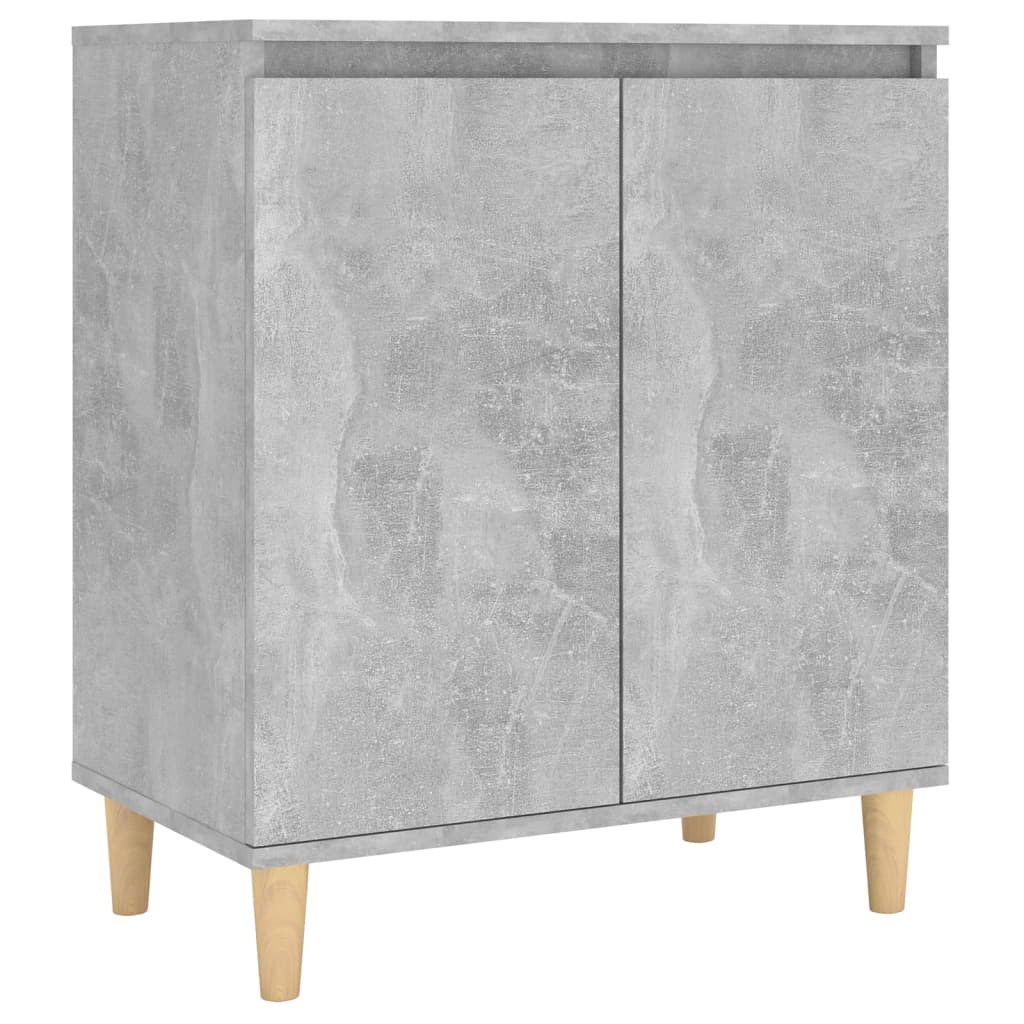 vidaXL Sideboard mit Massivholz-Beinen Betongrau 60x35x70 cm