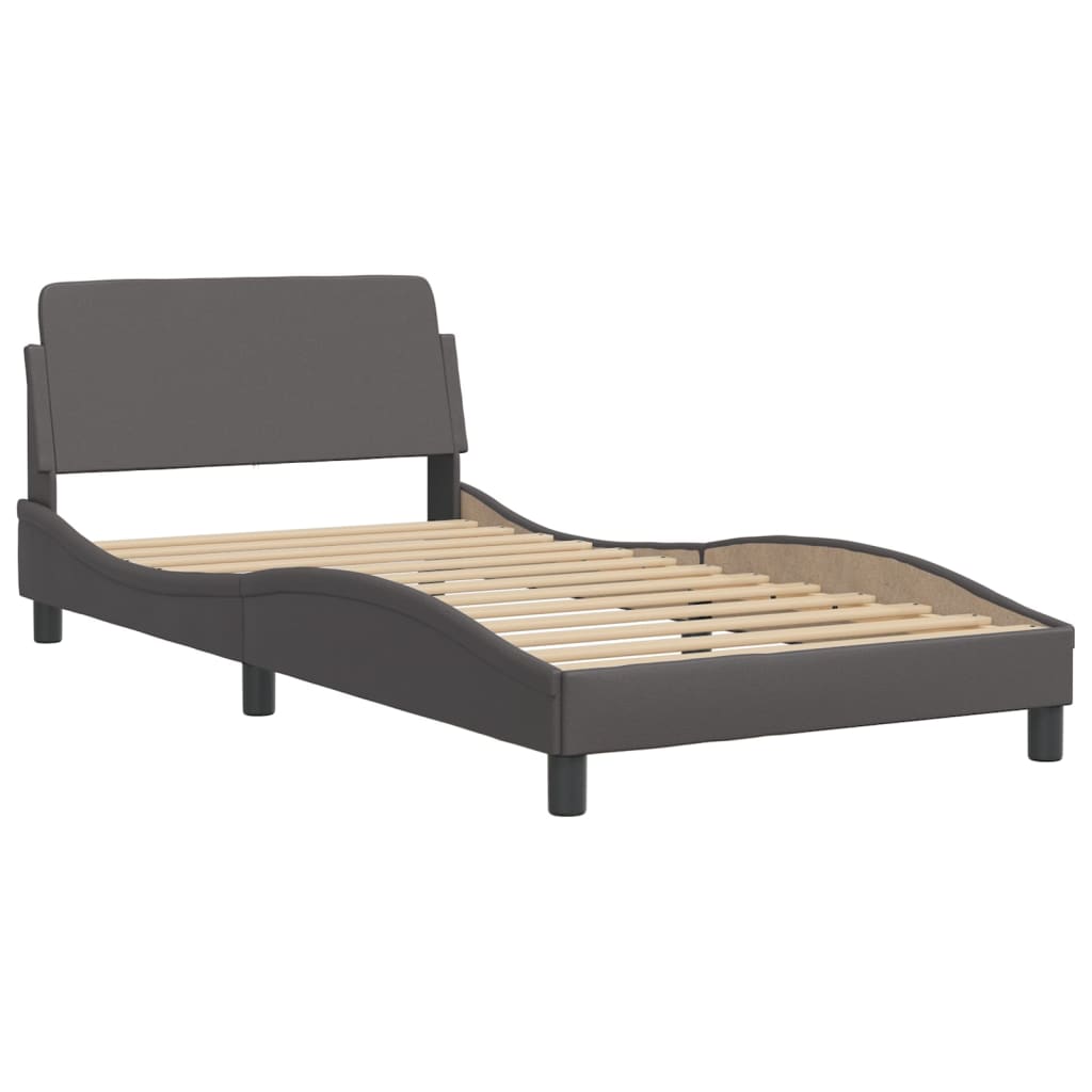 vidaXL Bett mit Matratze Grau 100x200 cm Kunstleder