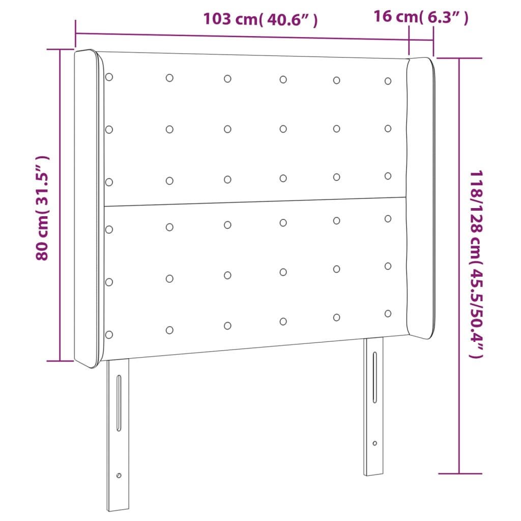 vidaXL LED Kopfteil Rosa 103x16x118/128 cm Samt