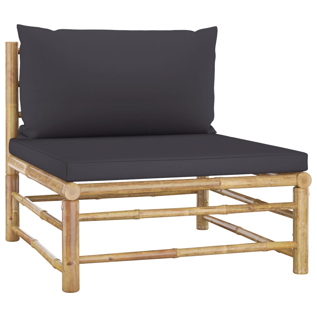 vidaXL 6-tlg. Garten-Lounge-Set mit Dunkelgrauen Kissen Bambus