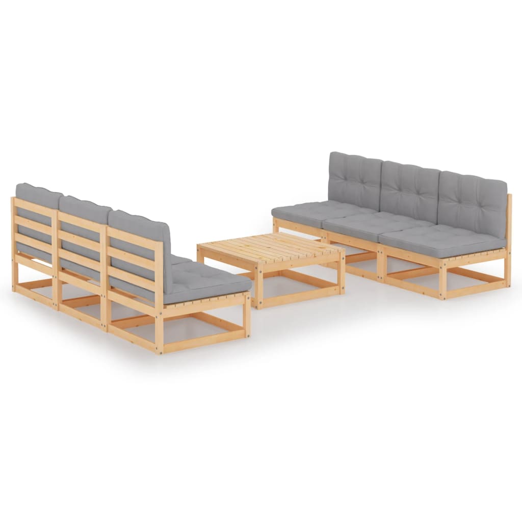 vidaXL 7-tlg. Garten-Lounge-Set mit Kissen Kiefer Massivholz