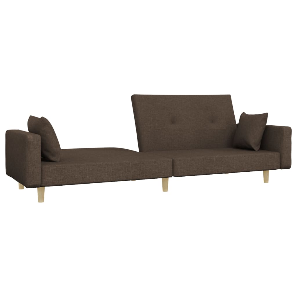 vidaXL Schlafsofa 2-Sitzer mit 2 Kissen Taupe Stoff