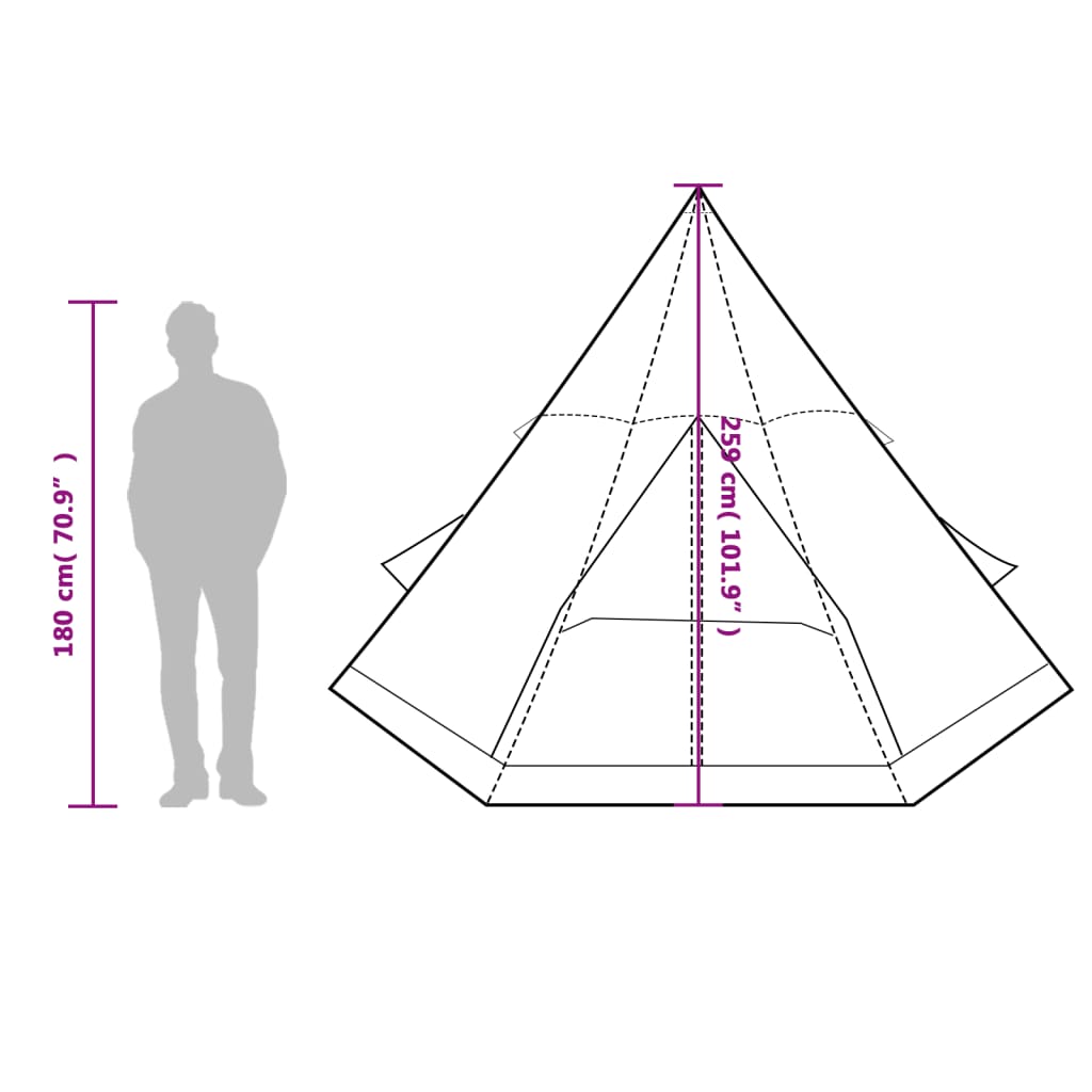 vidaXL Tipi-Campingzelt 4 Personen Orange Wasserdicht