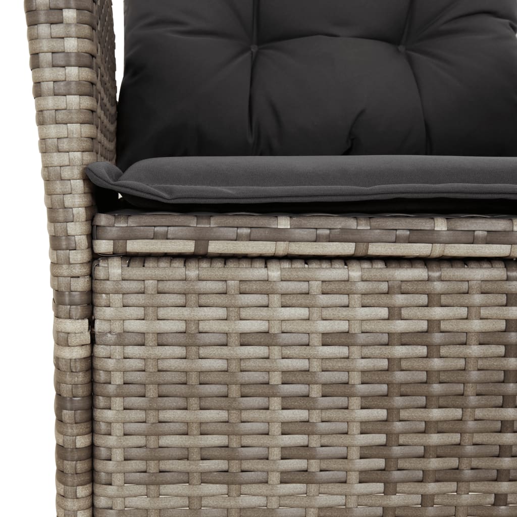 vidaXL 9-tlg. Garten-Essgruppe mit Kissen Grau Poly Rattan