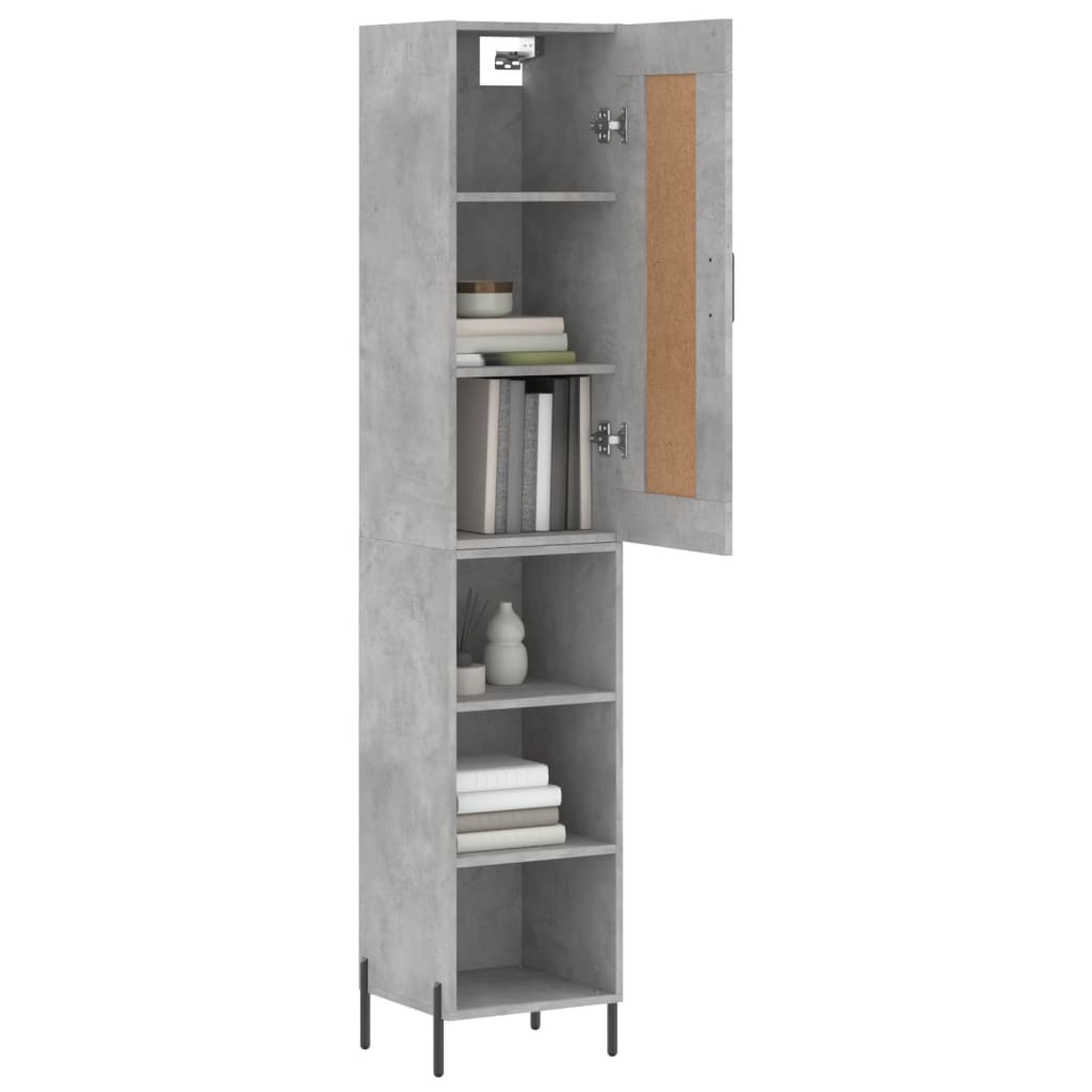 vidaXL Highboard Betongrau 34,5x34x180 cm Holzwerkstoff