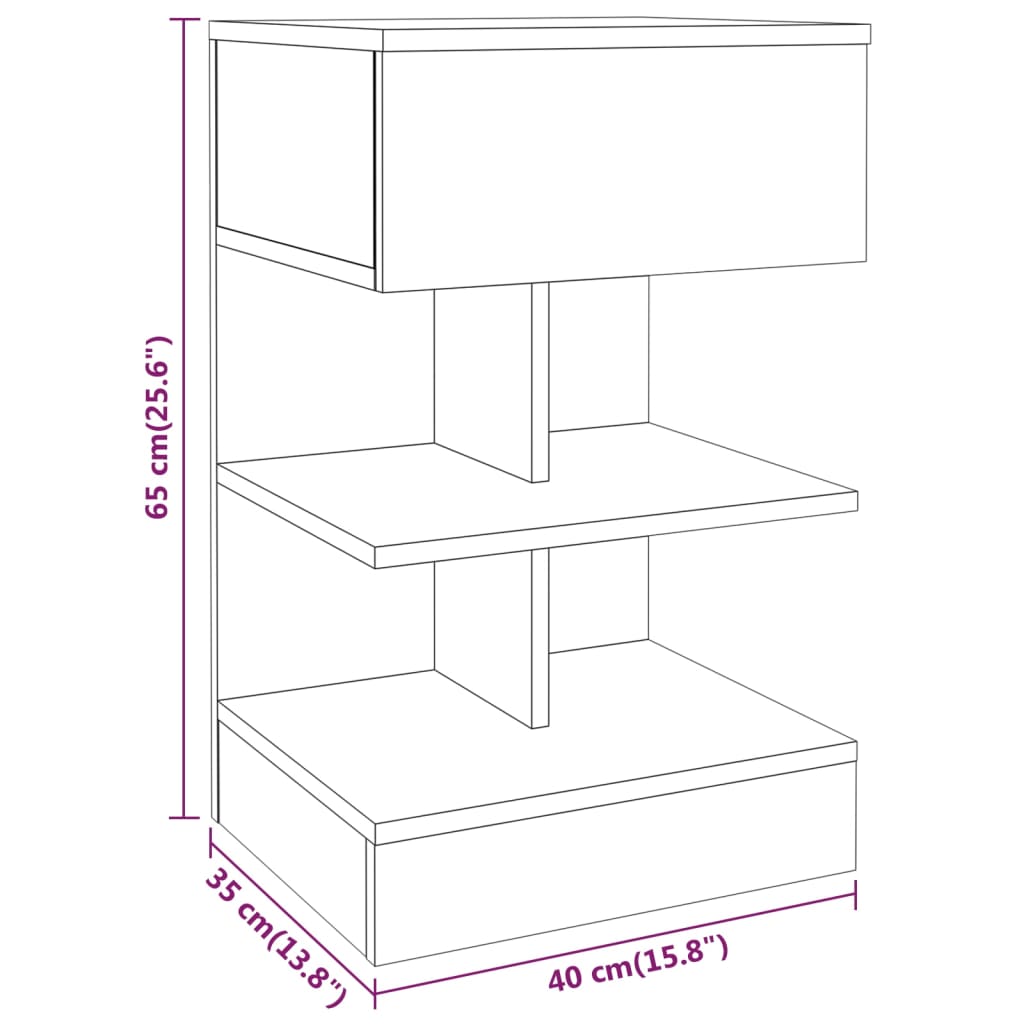 vidaXL Nachttisch Braun Eichen-Optik 40x35x65 cm Holzwerkstoff