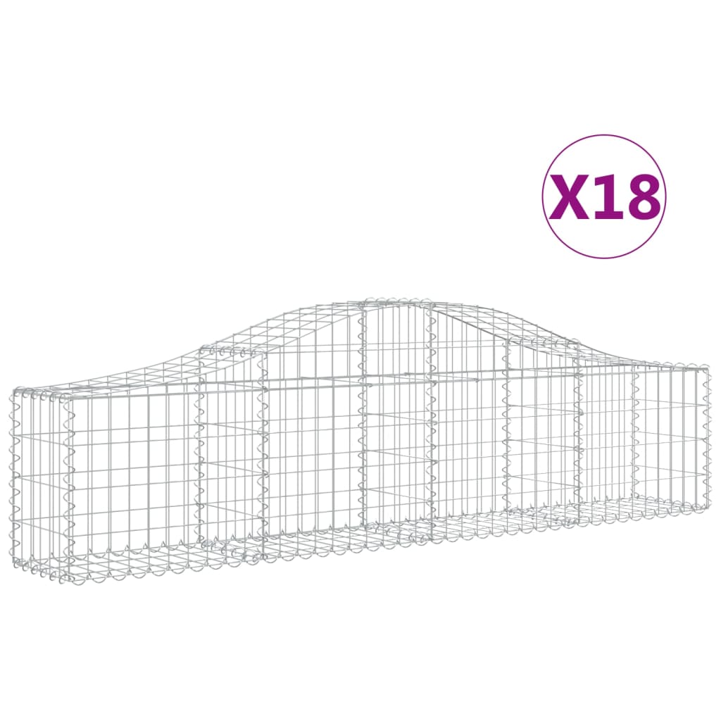 vidaXL Gabionen mit Hochbogen 18 Stk. 200x30x40/60 cm Verzinktes Eisen