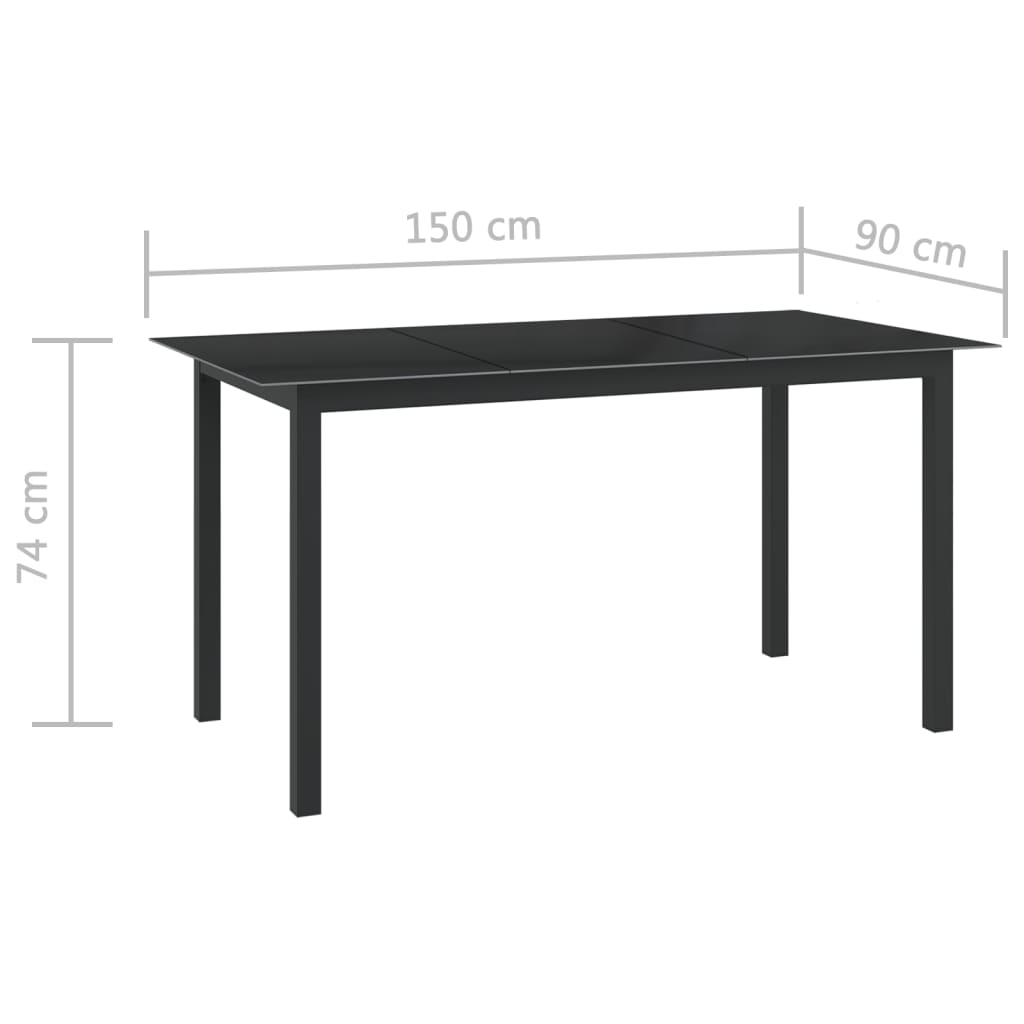 vidaXL 10-tlg. Garten-Essgruppe Schwarz und Anthrazit