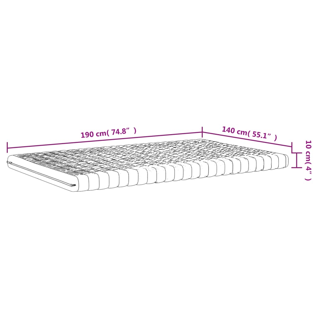 vidaXL Schaumstoffmatratze Weiß 140x190 cm 7-Zonen Härtegrad 20 ILD