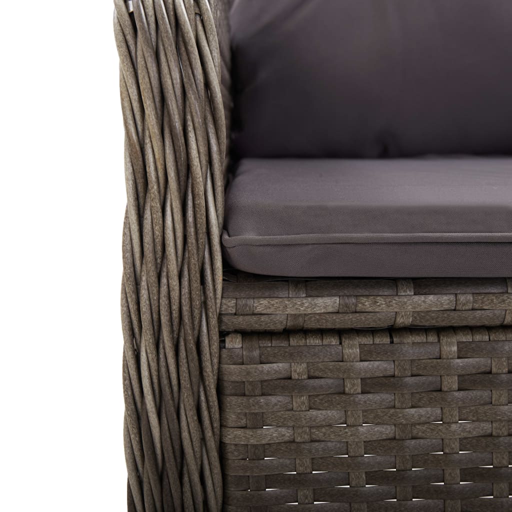 vidaXL 3-tlg. Garten-Bistro-Set Poly Rattan Grau