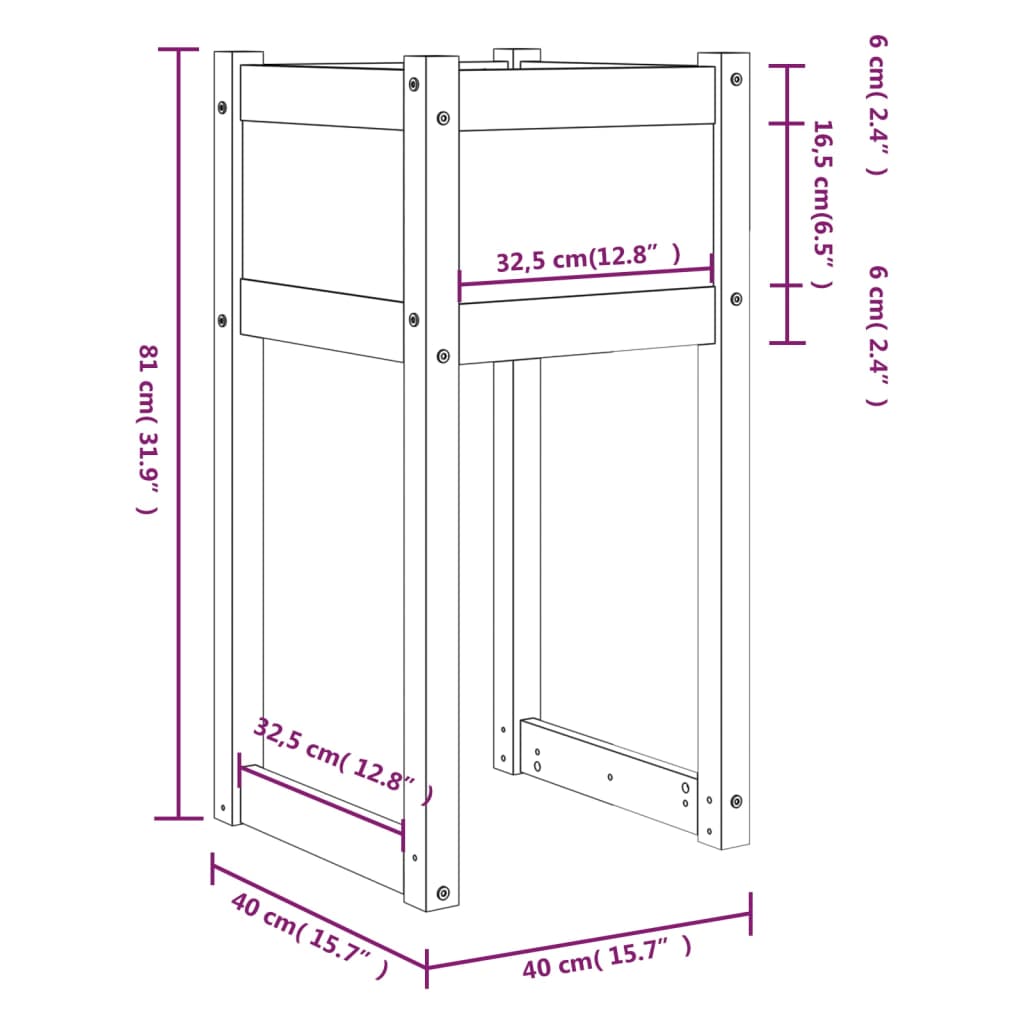 vidaXL Pflanzkübel 2 Stk. Grau 40x40x81 cm Massivholz Kiefer