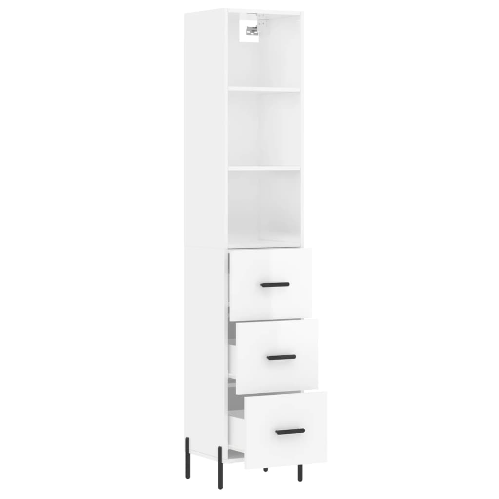 vidaXL Highboard Hochglanz-Weiß 34,5x34x180 cm Holzwerkstoff