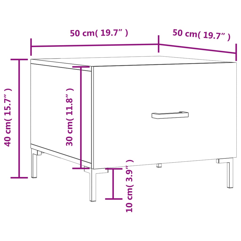 vidaXL Couchtisch Sonoma-Eiche 50x50x40 cm Holzwerkstoff