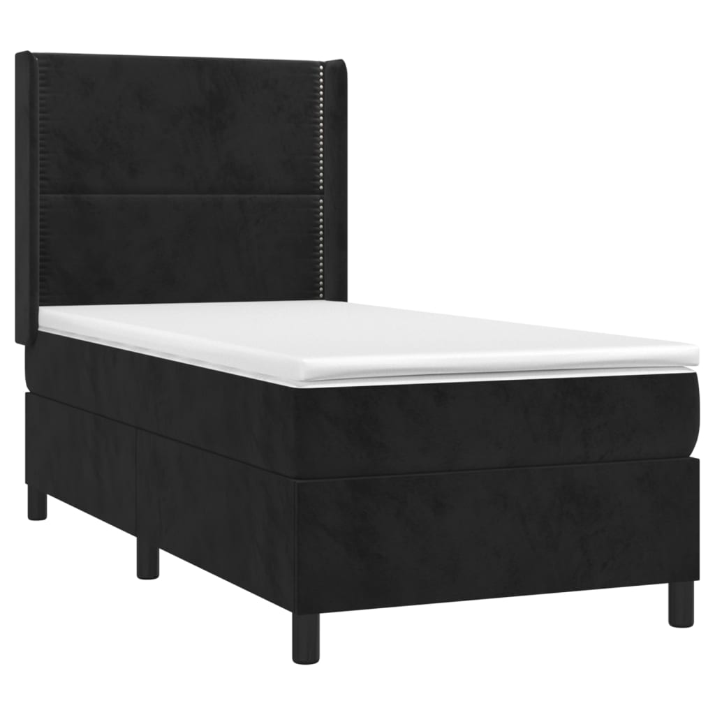 vidaXL Boxspringbett mit Matratze & LED Schwarz 80x200 cm Samt