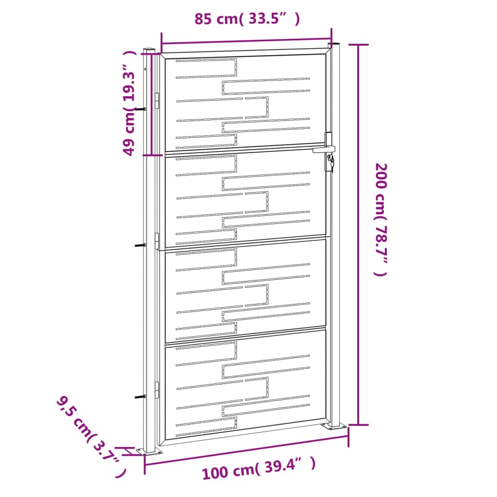 vidaXL Gartentor 100x200 cm Edelstahl
