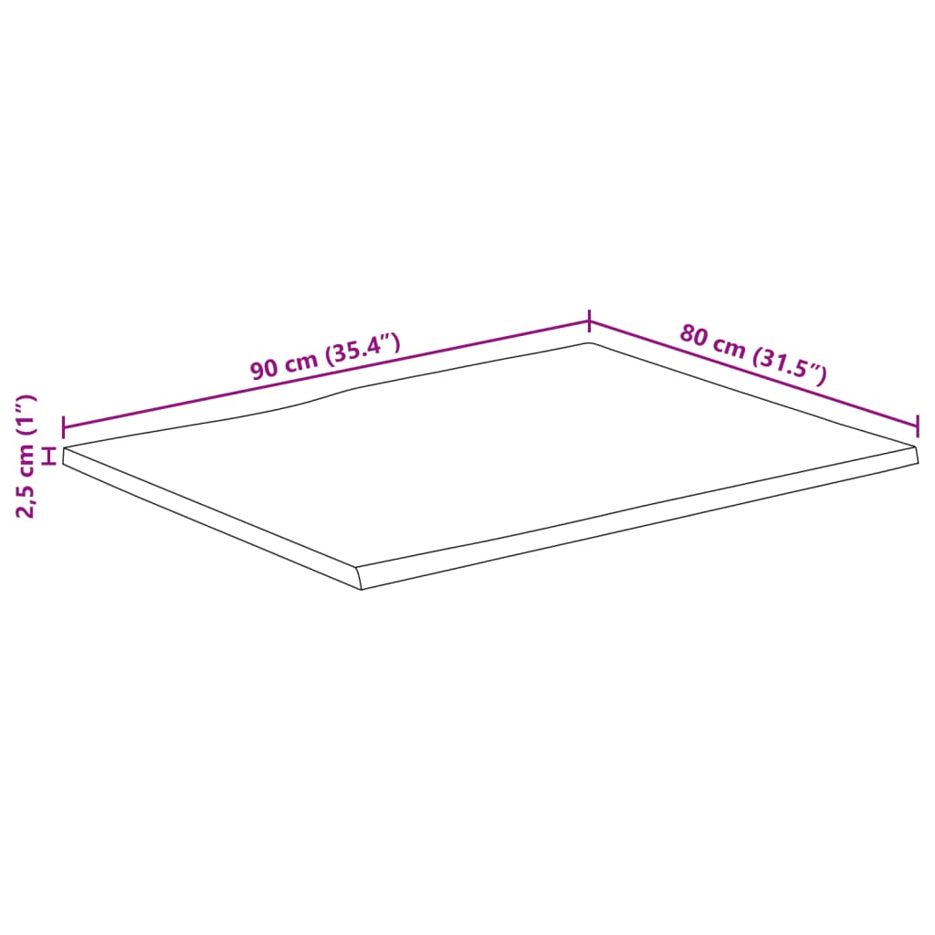 vidaXL Tischplatte mit Baumkante 90x80x2,5 cm Raues Mango Massivholz