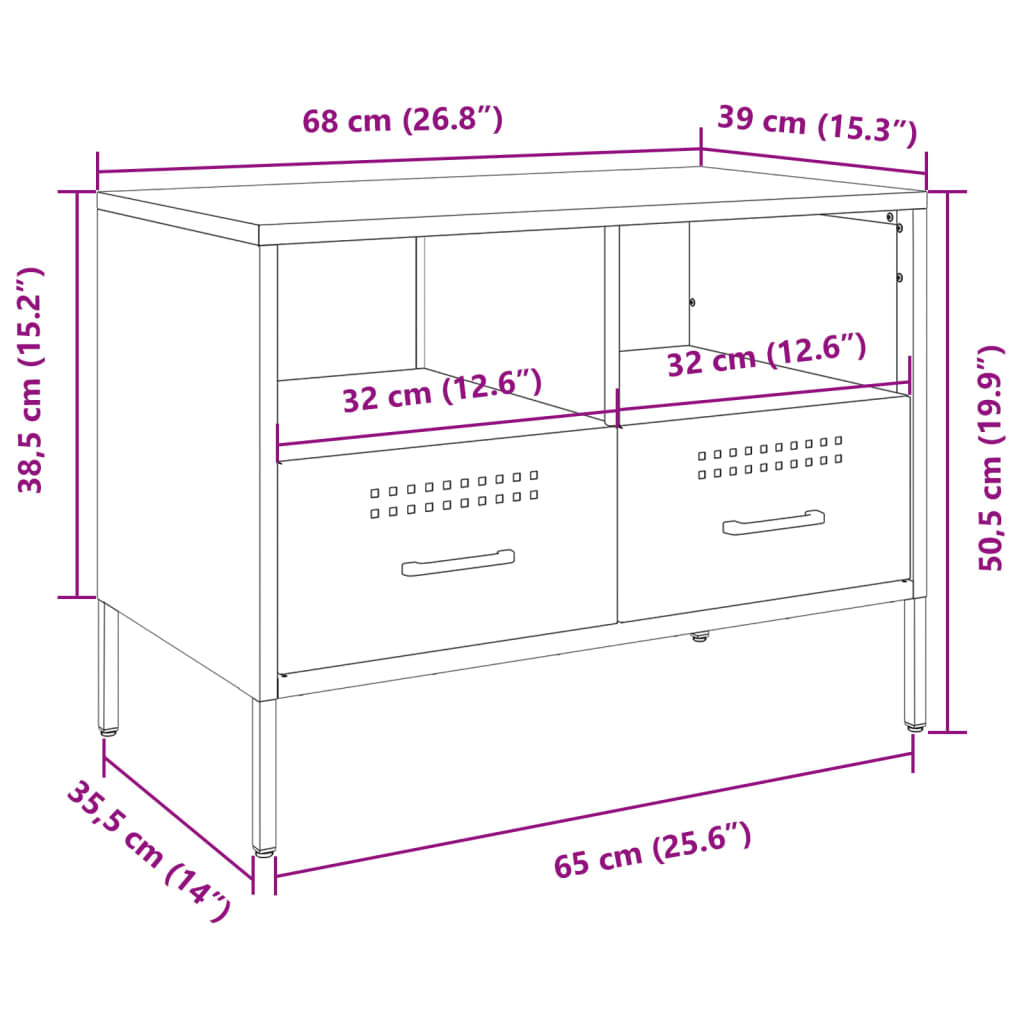 vidaXL TV-Schrank Olivgrün 68x39x50,5 cm Stahl