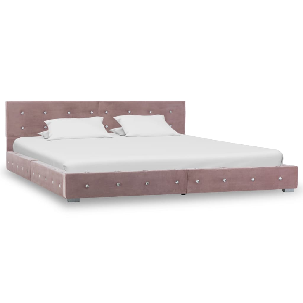 vidaXL Bett mit Memory-Schaum-Matratze Rosa Samt 180x200cm