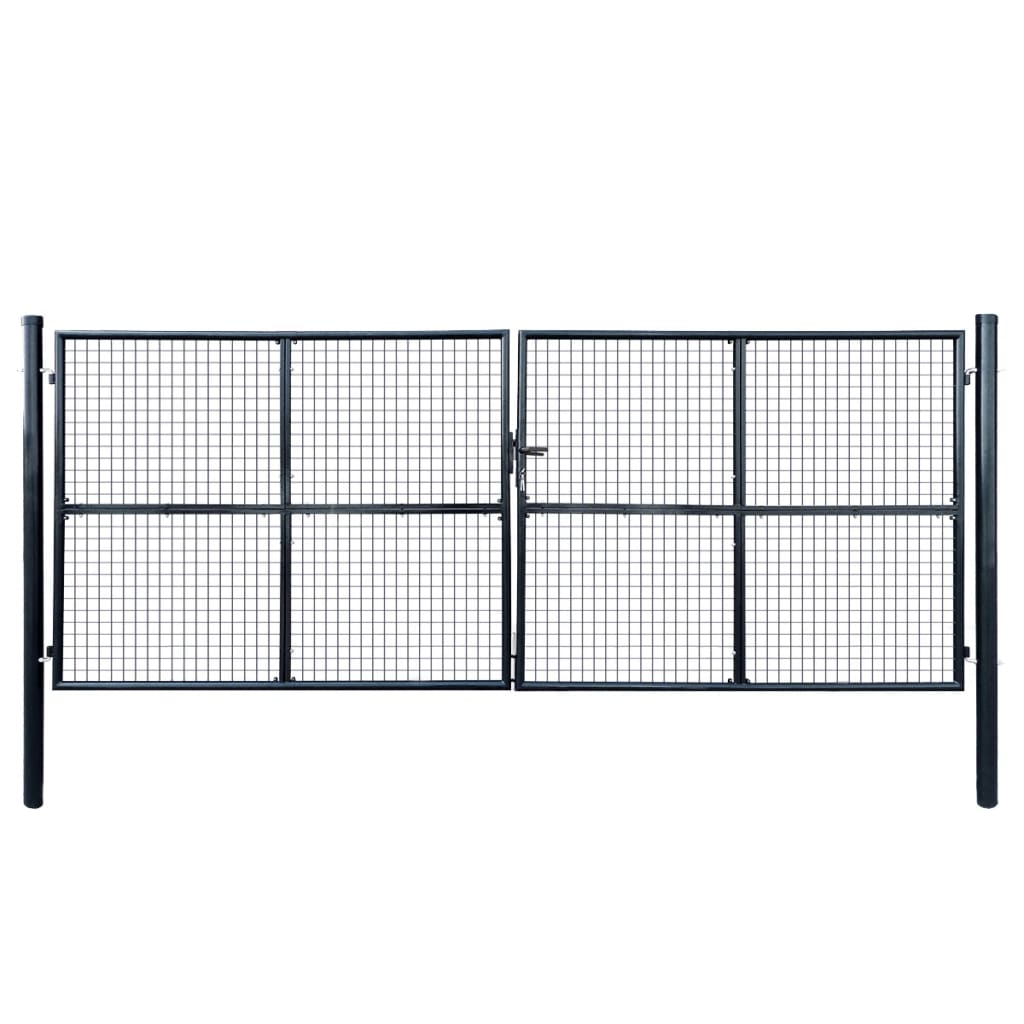 vidaXL Mesh-Gartentor Verzinkter Stahl 400 x 150 cm Grau