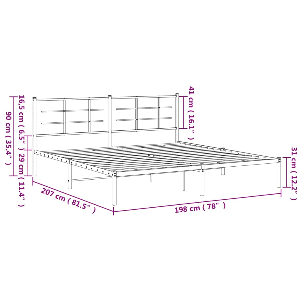 vidaXL Bettgestell mit Kopfteil Metall Weiß 193x203 cm