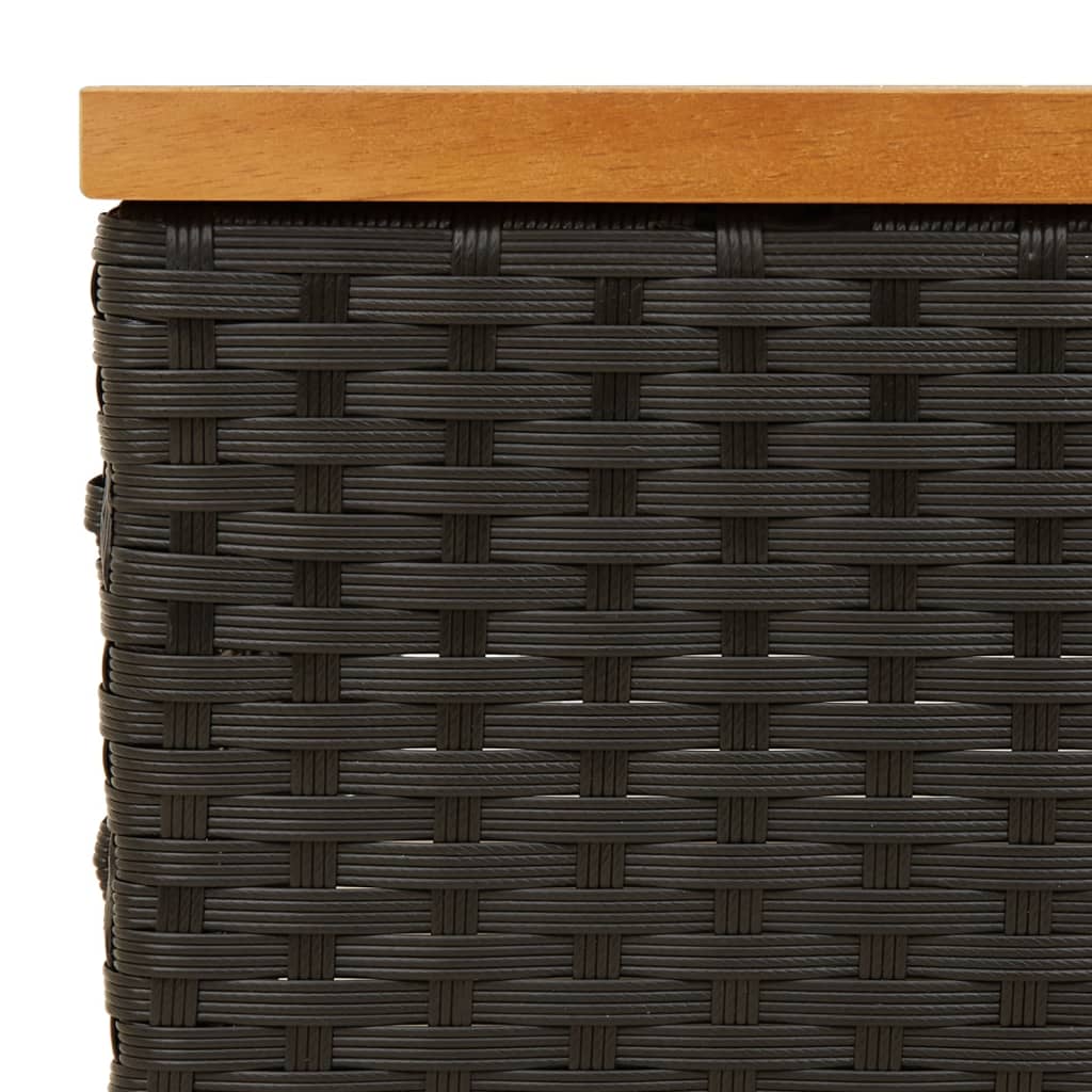 vidaXL Gartentisch Schwarz 70x70x25 cm Rattan und Akazienholz