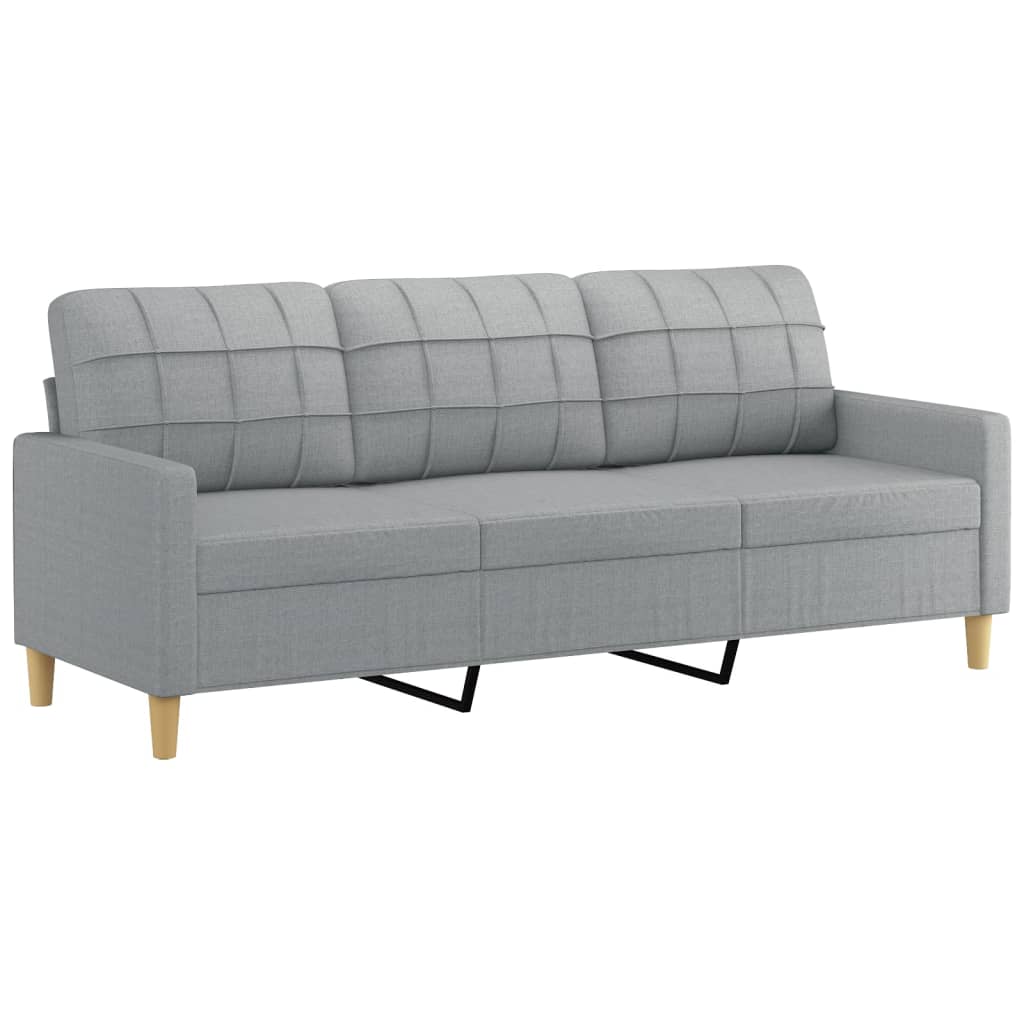 vidaXL 3-Sitzer-Sofa mit Hocker Hellgrau 180 cm Stoff