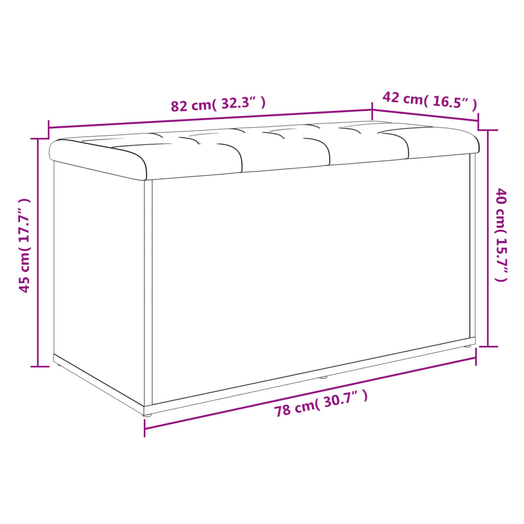 vidaXL Sitzbank mit Stauraum Sonoma-Eiche 82x42x45 cm Holzwerkstoff