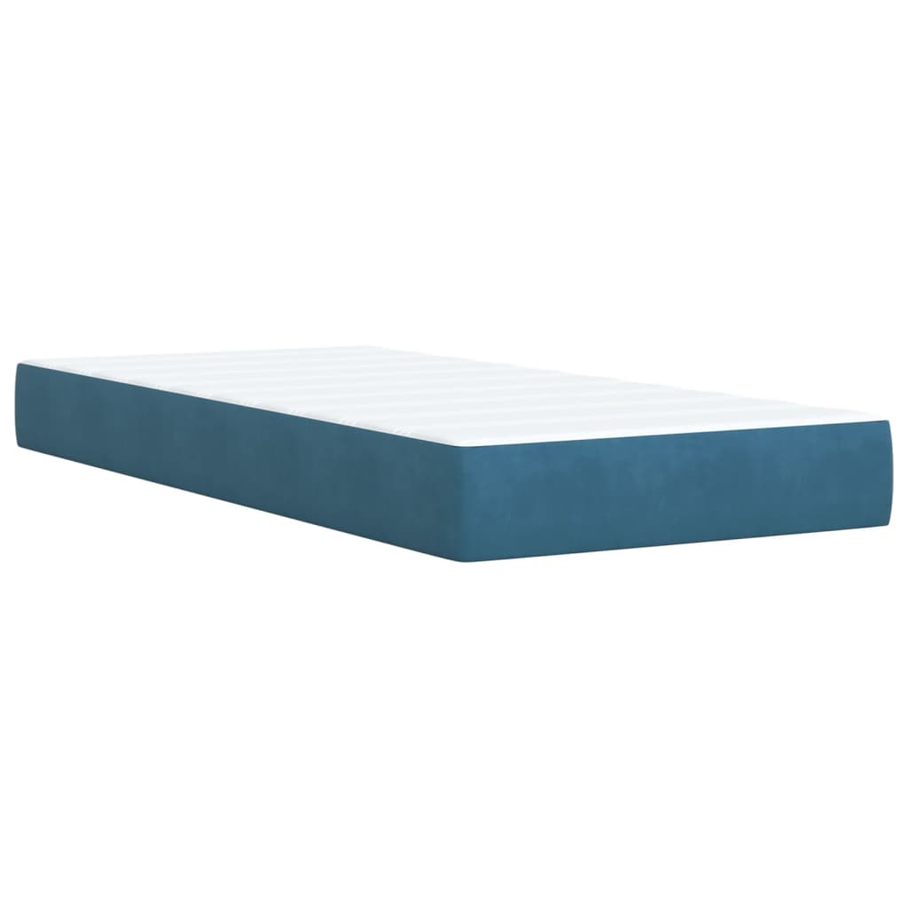 vidaXL Boxspringbett mit Matratze Blau 90x190 cm Samt