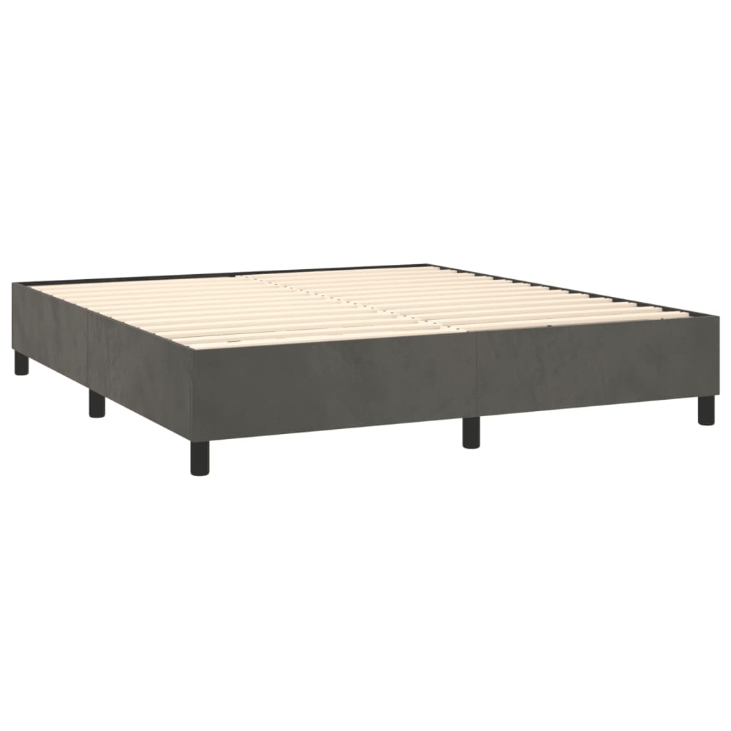 vidaXL Boxspringbett mit Matratze Dunkelgrau 180x200 cm Samt