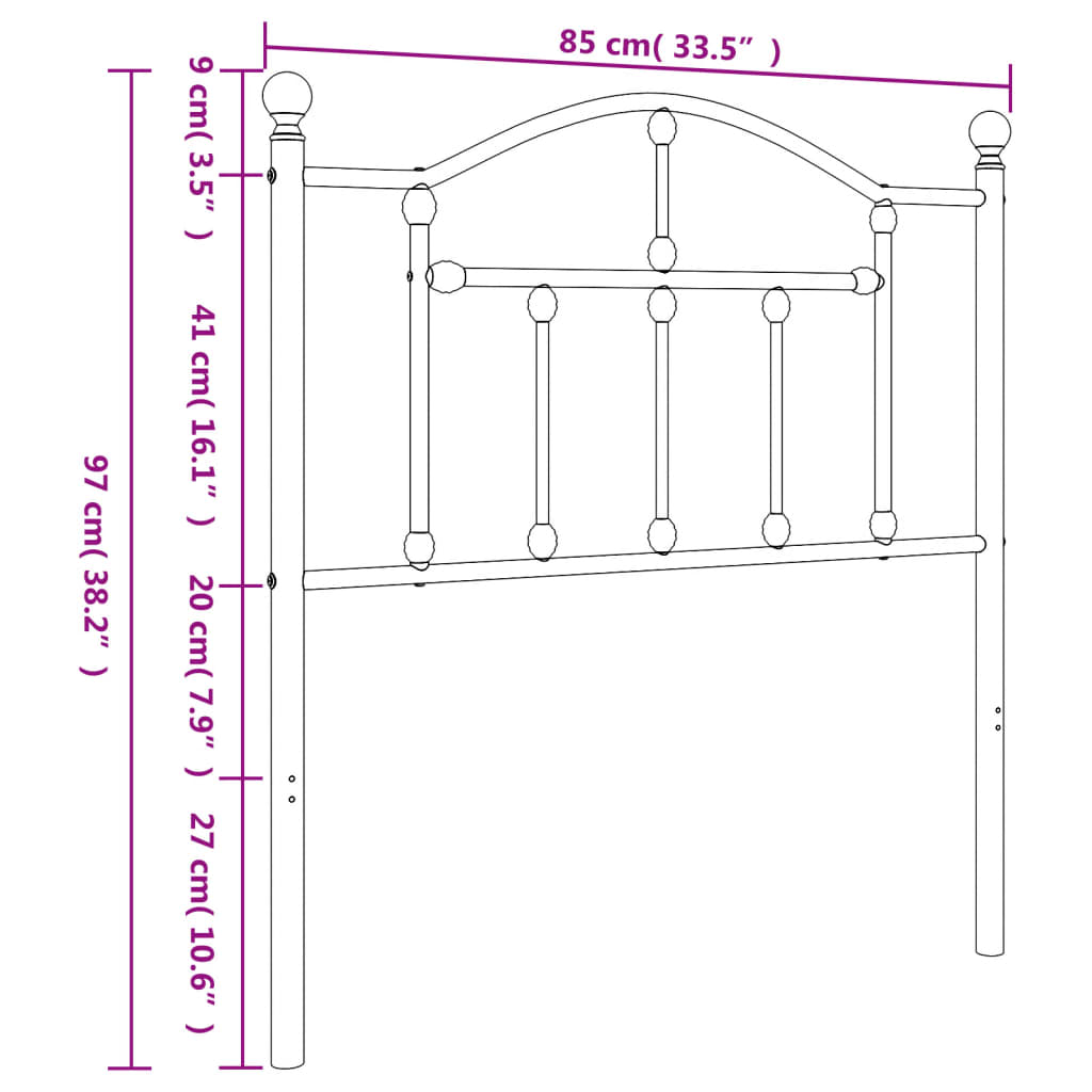 vidaXL Kopfteil Metall Weiß 80 cm