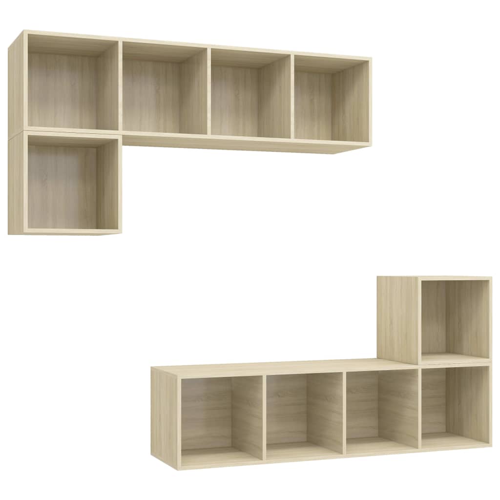 vidaXL 4-tlg. TV-Schrank-Set Sonoma-Eiche Holzwerkstoff