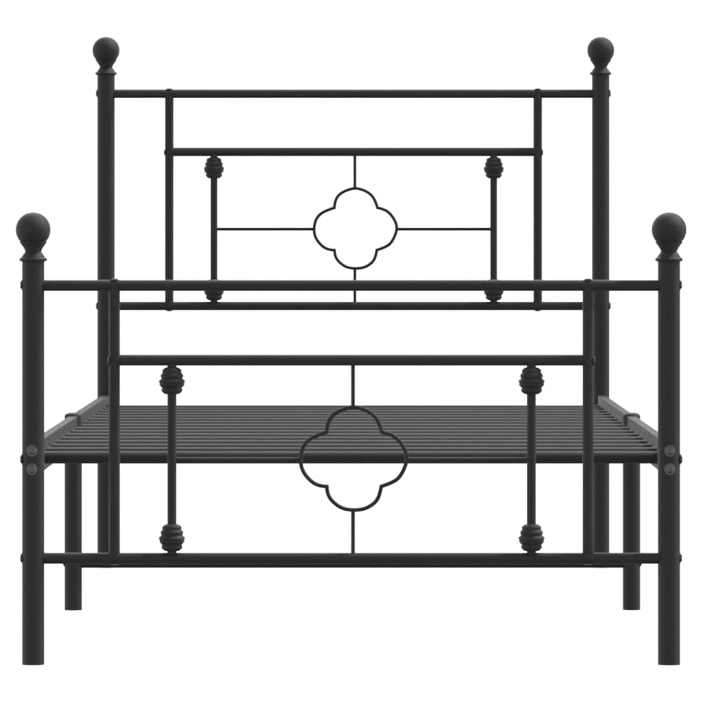 vidaXL Bettgestell mit Kopf- und Fußteil Metall Schwarz 100x200 cm