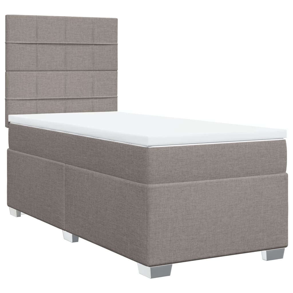 vidaXL Boxspringbett mit Matratze Taupe 100x200 cm Stoff