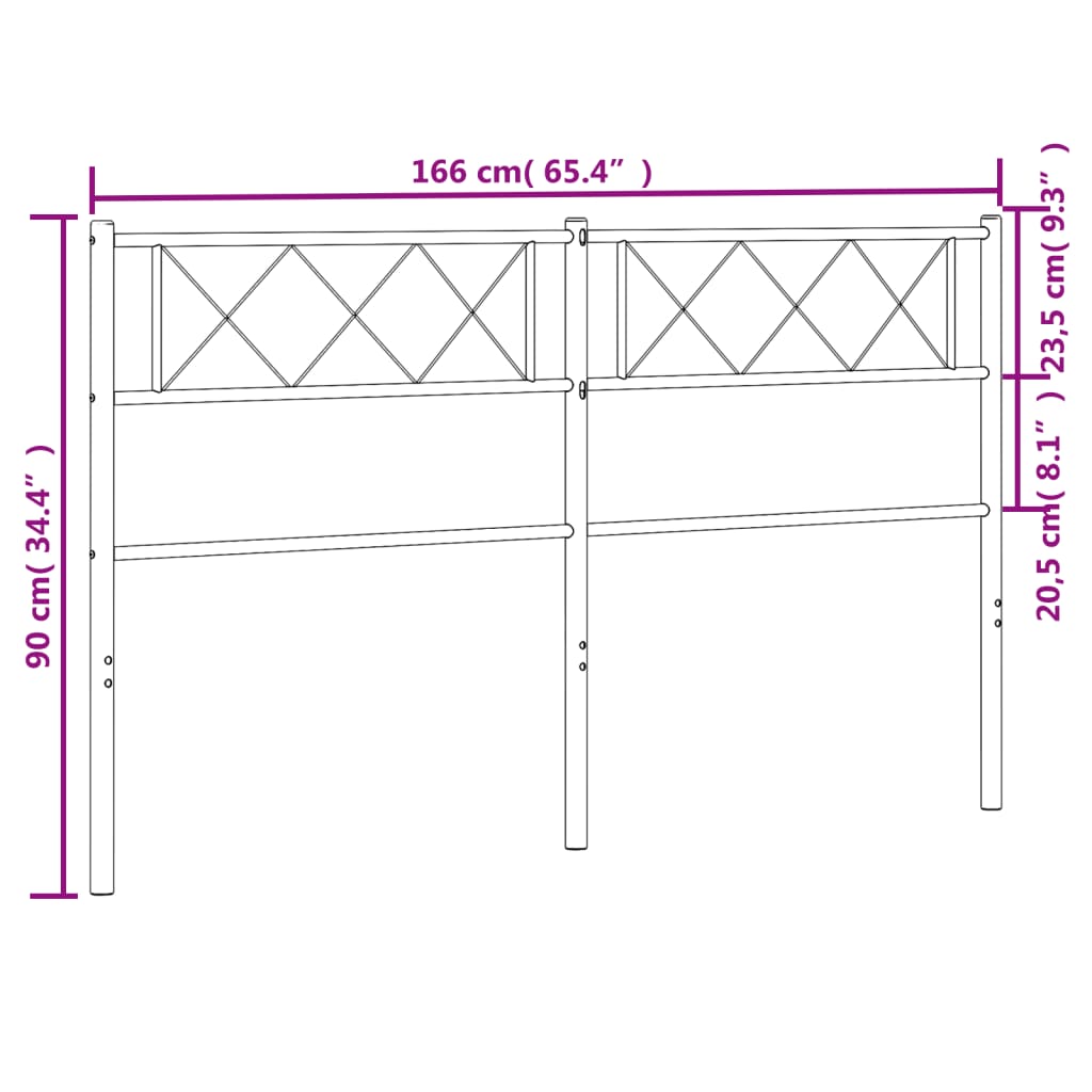 vidaXL Kopfteil Metall Schwarz 160 cm