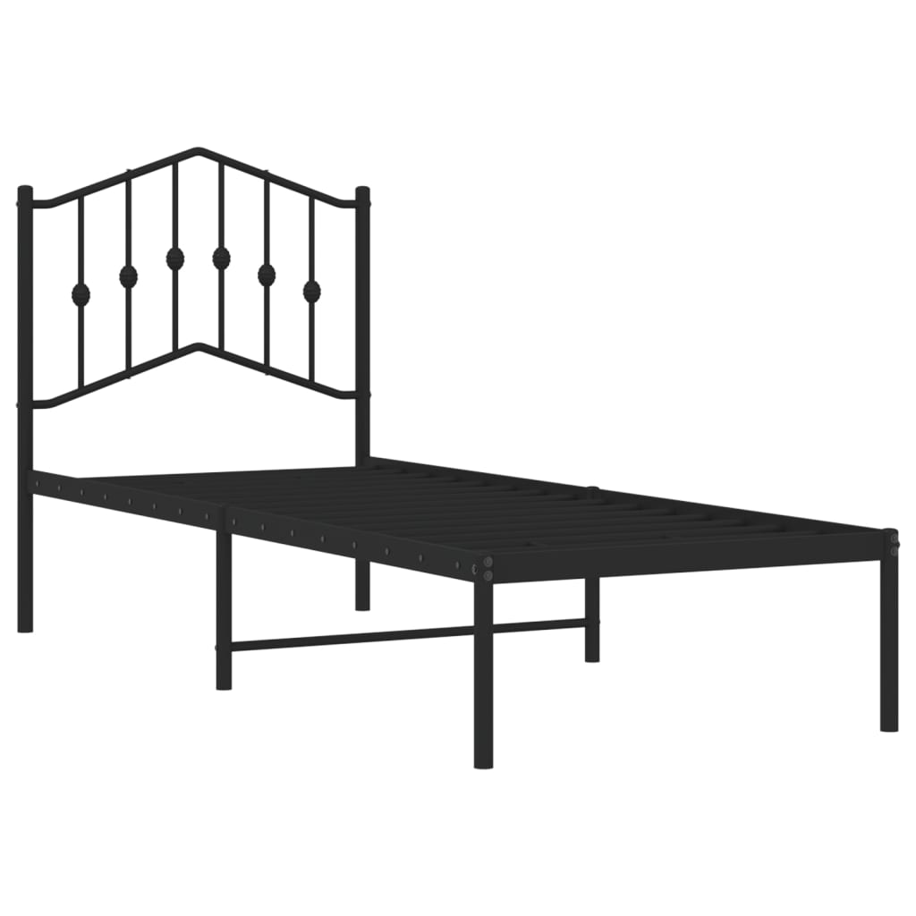 vidaXL Bettgestell mit Kopfteil Metall Schwarz 75x190 cm