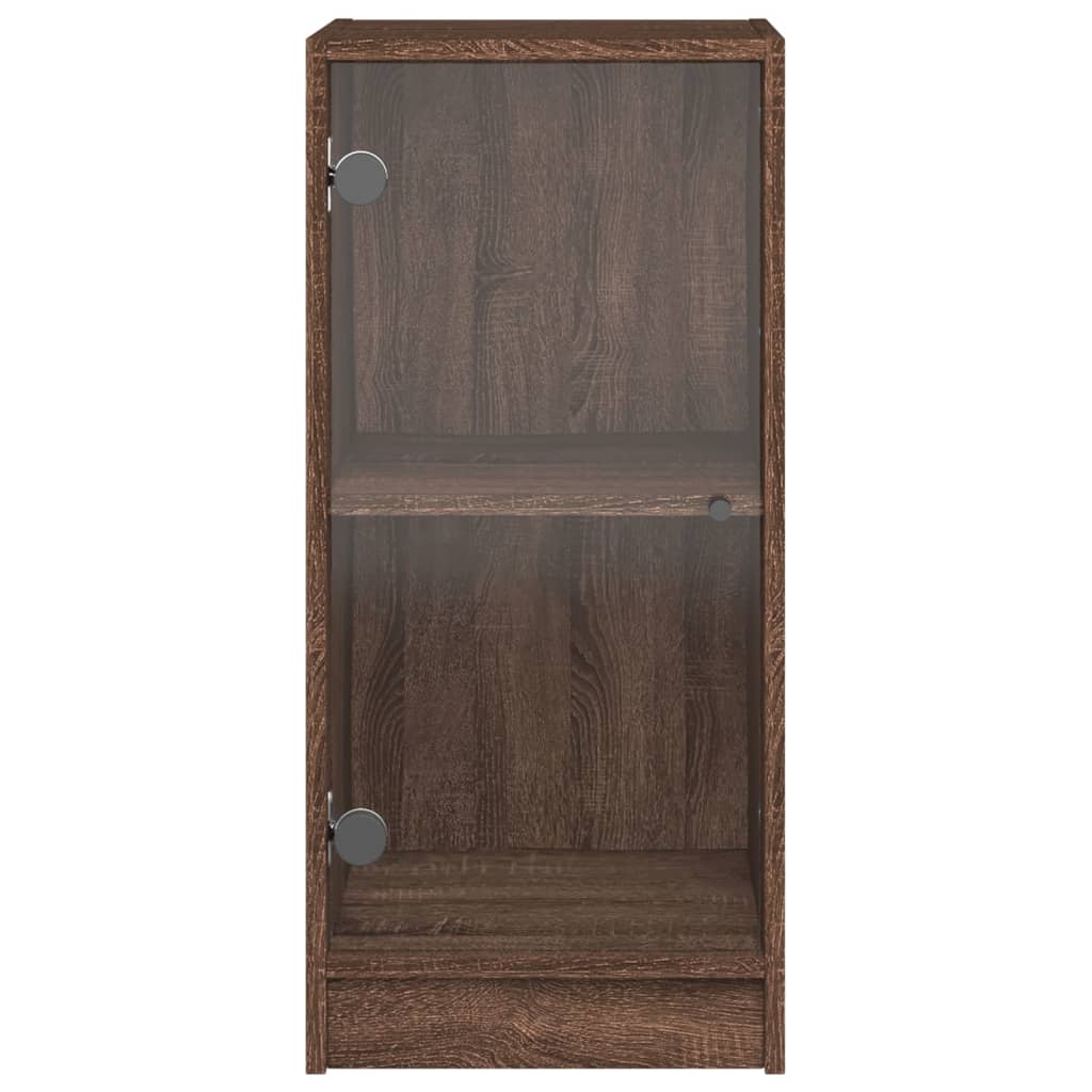 vidaXL Beistellschrank mit Glastüren Braun Eichen-Optik 35x37x75,5 cm