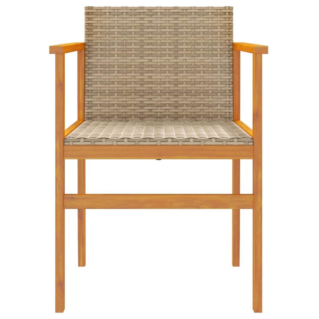 vidaXL Gartenstühle 2 Stk. Beige Poly Rattan und Massivholz