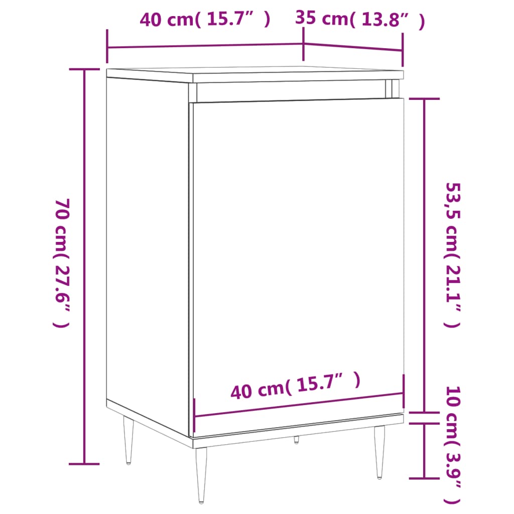 vidaXL Sideboard Sonoma-Eiche 40x35x70 cm Holzwerkstoff